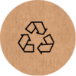 Foto aproximada do símbolo de reciclagem.